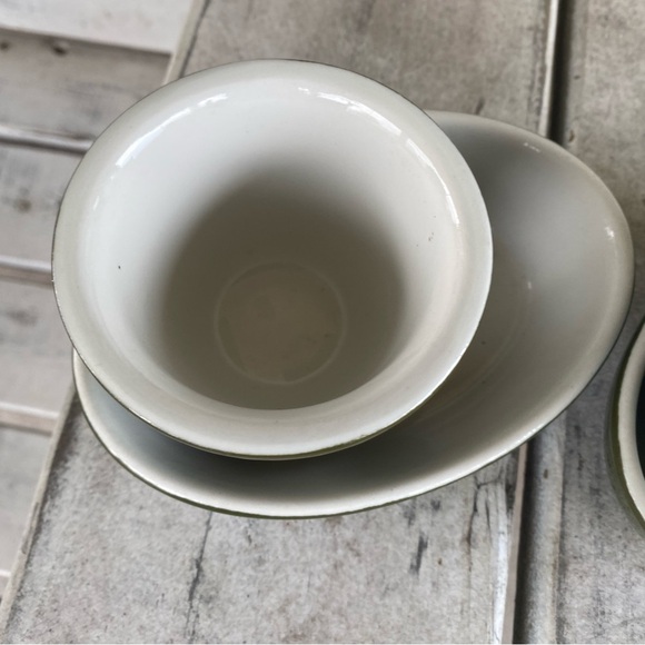 Hall Ceramic 6 Pc (3) 2081 Olive Green Boston Baker Dish (3) 352 Ramekin Cups - Picture 11 of 16